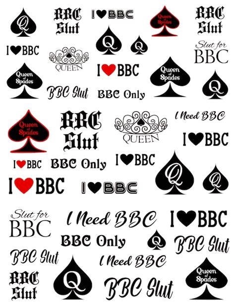 bbc slut tattoos|12pc Temporary Tattoo BBC Slut and Queen of Spades QOS